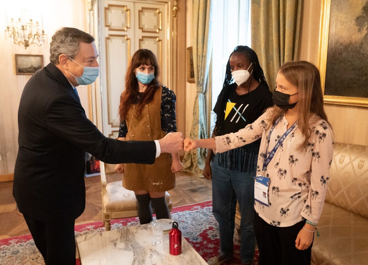 Mario Draghi incontra Greta Thunberg